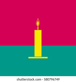 Icon of candle.
Burning candle . Vector.