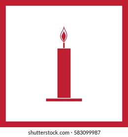 Icon of candle.
Burning candle . Vector.