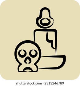 Icon Candle. related to Halloween symbol. hand drawn style. simple design editable. simple illustration