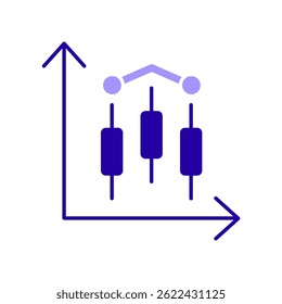 Icono de un gráfico de velas, aislado contra un fondo limpio.
