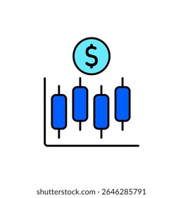 Icon a candlestick chart, isolated against a clean background.