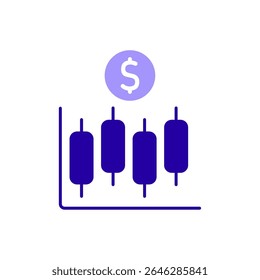 Ícone um gráfico de castiçal, isolado contra um fundo limpo.