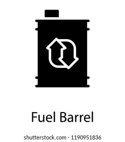 Icon of a cane having a recycle sign depicting fuel barrel 