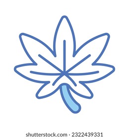 Un ícono de hoja de cannabis de estilo moderno, aislado en un fondo blanco