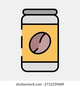 Icon canned coffee. Coffee shop elements. Icon in filled line style.