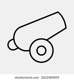 Icon canon. Military and war elements. Icon in line style.