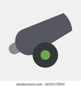 Icon canon. Military and war elements. Icon in flat style.