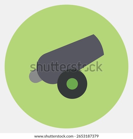 Icon canon. Military and war elements. Icon in color mate style.
