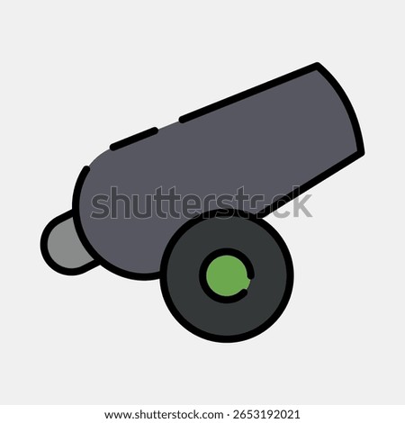 Icon canon. Military and war elements. Icon in filled line style.
