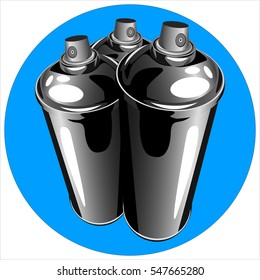 icon cans of spray paint to paint graffiti on a white background vector