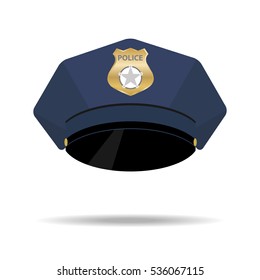 Icon cap cop isolated, police cap vector. Flat design, vector.