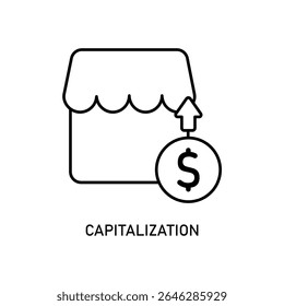 Ícone a capitalização, isolado contra um fundo limpo.