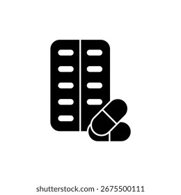 Icono de una cápsula, aislado contra un fondo limpio.