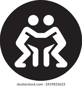 The icon captures two figures engaged in a match, their bodies positioned in a classic grappling stance. 