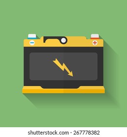 Icon of car accumulator, battery. Flat style
