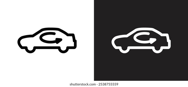 Ícone do ar condicionado do carro Circulação, Ícone da linha de controle AC do carro. Símbolo de funções de controle climático. Vetor de condição de ar em fundo preto e branco.