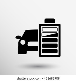 Icon car battery electric vehicle fuel eco sign.