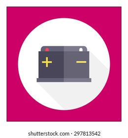 Icon of car battery with plus and minus signs