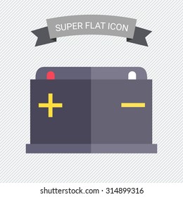 Icon of car battery with plus and minus signs