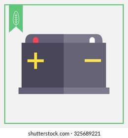 Icon of car battery with plus and minus signs