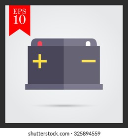 Icon of car battery with plus and minus signs