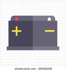 Icon of car battery with plus and minus signs