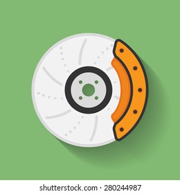 Icon of Car brake disc and brake shoe. Flat style