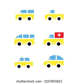 Icon car color yellow simple vector