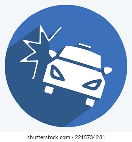 Icon Car Crash. suitable for Automotive symbol. long shadow style. simple design editable. design template vector. simple illustration