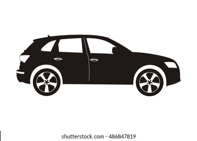 Icon Car Crossover Black On The White Background