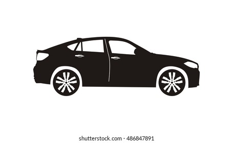 icon car crossover black on the white background