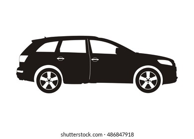icon car crossover black on the white background