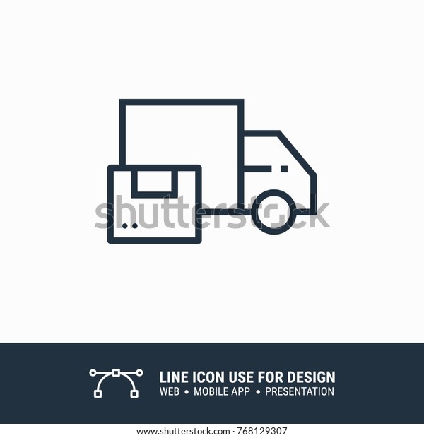 Icon car delivery package box graphic design\
single icon vector\
illustration