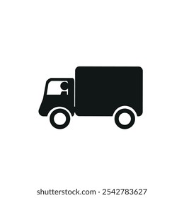 icon of a car with a driver, cargo delivery, furniture, flat vector illustration, on a transparent background