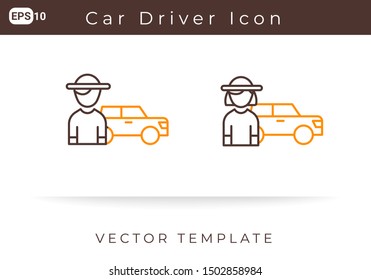Icon Car Driver Travel For Website, Infographic Element. Vector Illustration