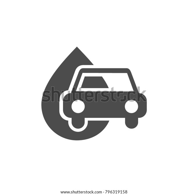 icon\
of the car with a drop of oil. change of machine\
oil