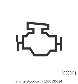 Icon car engine in black and white Illustration.