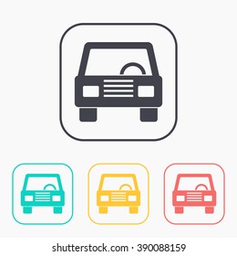 icon of car front color set