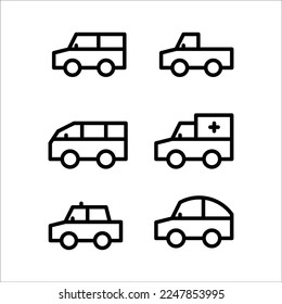 Icon Car lineart color black simple