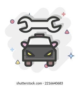 Icon Car Mechanic. suitable for Automotive symbol. comic Style. simple design editable. design template vector. simple illustration