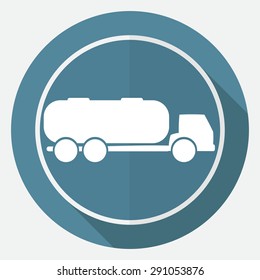 Icon car on white circle with a long shadow
