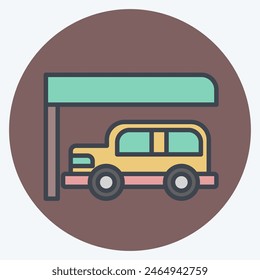 Icon Car Park. related to City symbol. color mate style. simple design illustration
