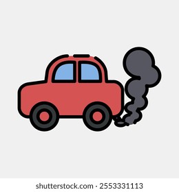 Icon car pollution. Global warming elements. Icon in filled line style.