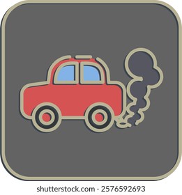 Icon car pollution. Global warming elements. Icon in embossed style.