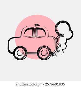 Icon car pollution. Global warming elements. Icon in color spot style.