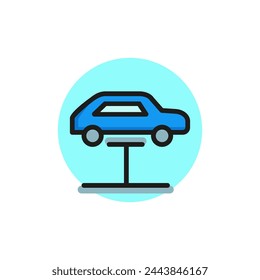 Symbol der Autoreparatur. Fahrstuhl, Aufzug, Garage. Car Service Konzept. Kann für Themen wie Automobil, Wartung, technischer Support verwendet werden.