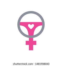  icon of car stir with women icon inside logo icon illustration