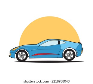 Icon Car with Sun on a White Background Vector