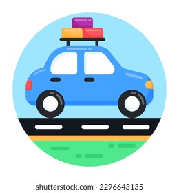 Un icono de los viajes en coche en diseño plano 