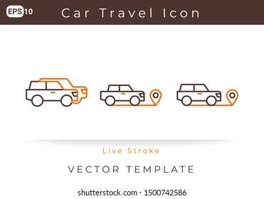 Icon Car Travel For Website, Infographic Element. Vector Illustration